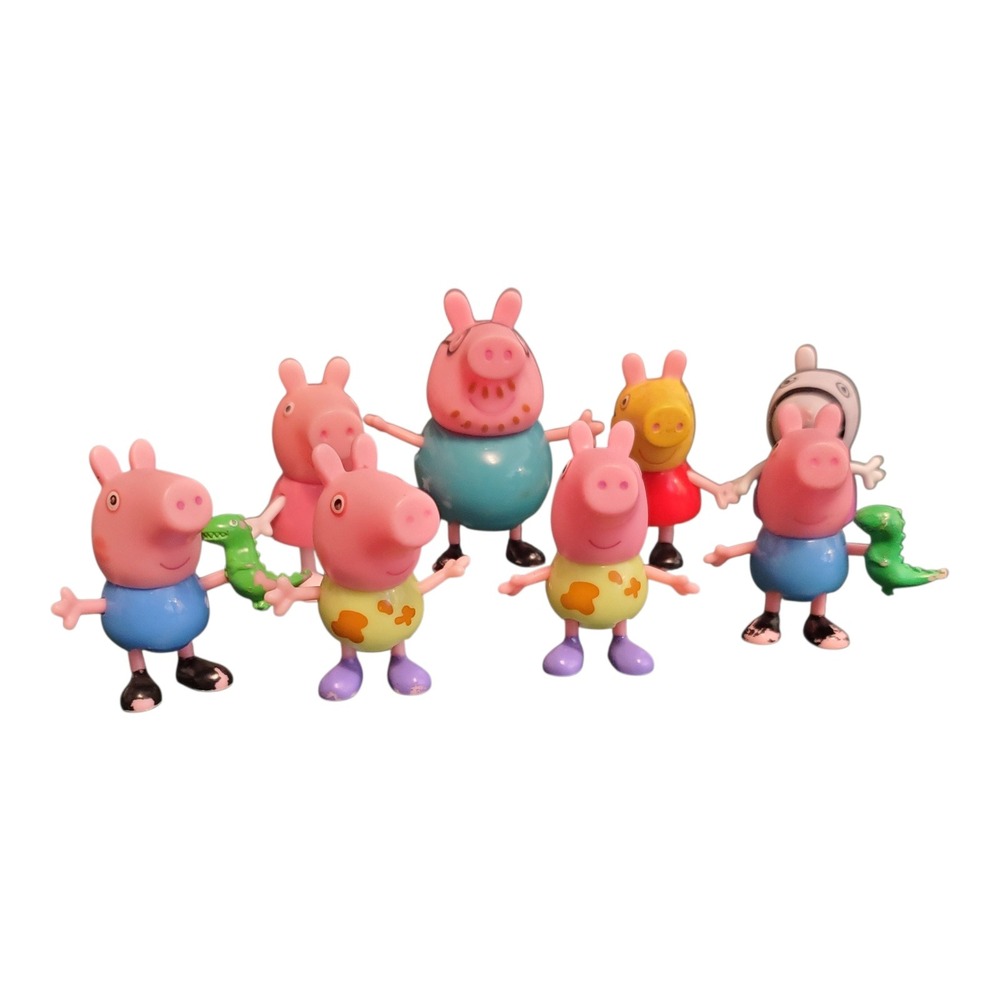 Peppa Pig Figure Lot of 8 Daddy Pig George Zoe Zebra Rebecca Rabbit Dinosaur Toy